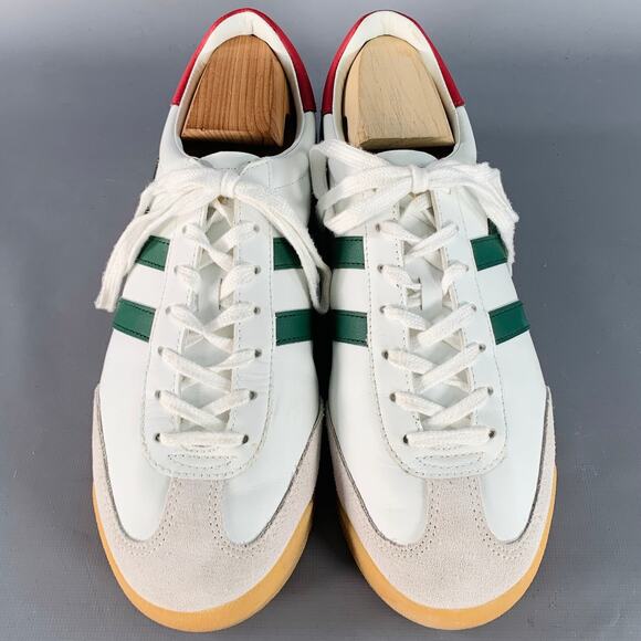 GOLA Size 10 Torpedo White Green Red Leather Suede Low Top Sneakers - Picture 4 of 8